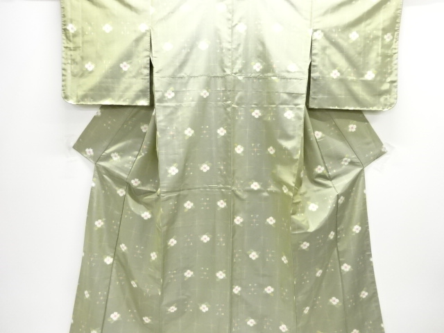 JAPANESE KIMONO / YONEZAWA TSUMUGI / WOVEN KASURI & FLOWER